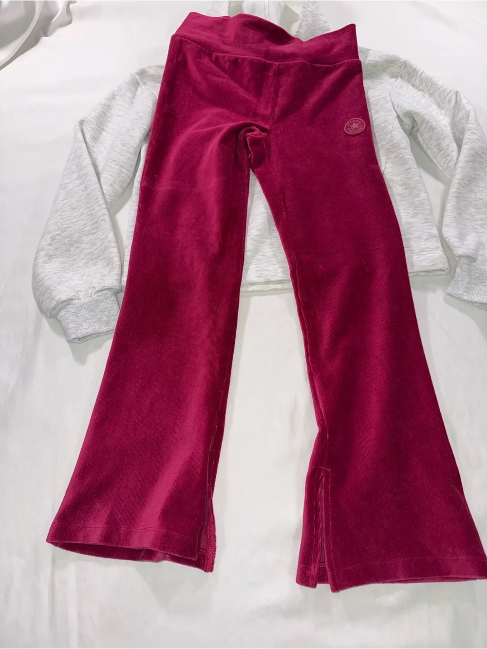 Converse Kids Maroon Sweatpants and Gray Hoodie Set
